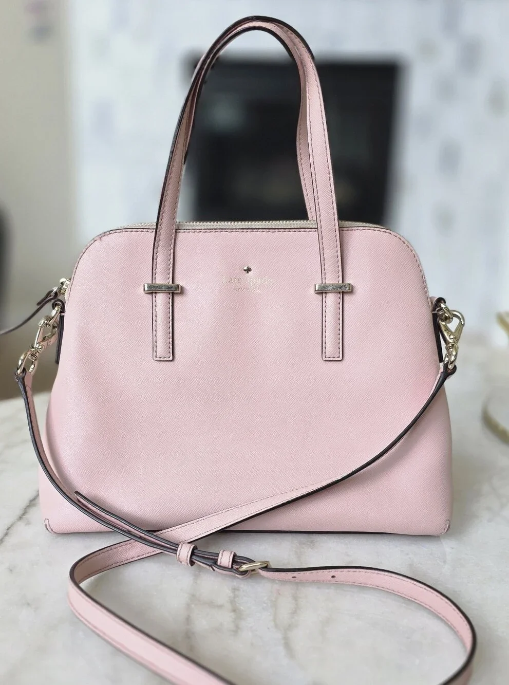 Kate Spade New York Cedar Street Maise Satchel Pink Bonnet Saffiano Leather